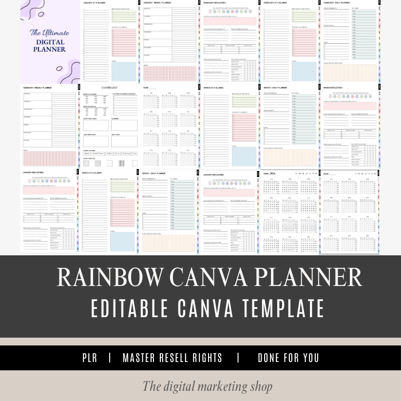 Editable rainbow canva planner